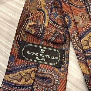 Piattelli Roma Paisley Silk Tie - Brown and Blue